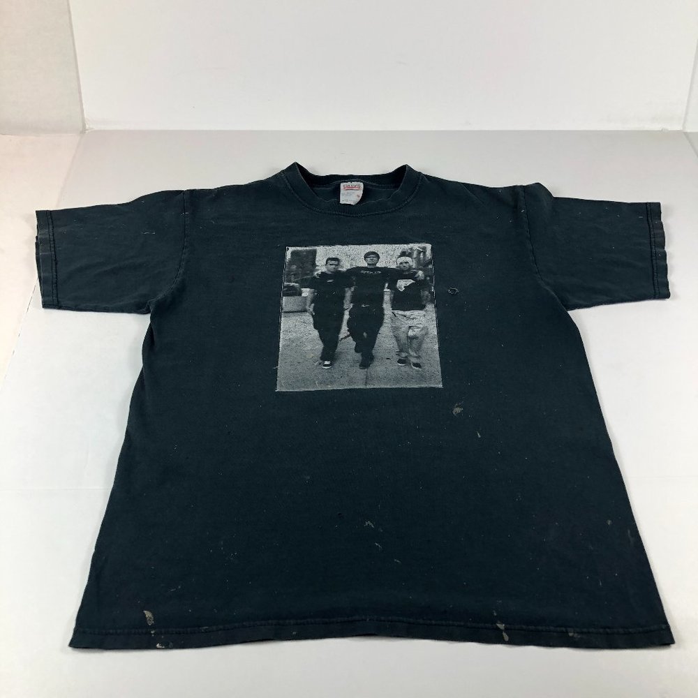 2002 Blink 182 Pop Disaster Tour Shirt Medium Black Faded Thrashed Photo Tee